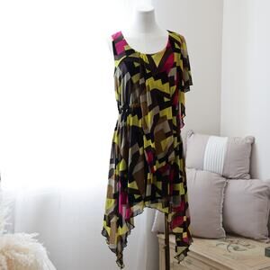 BCBGMaxaria colorblock asymmetric Midi dress size S